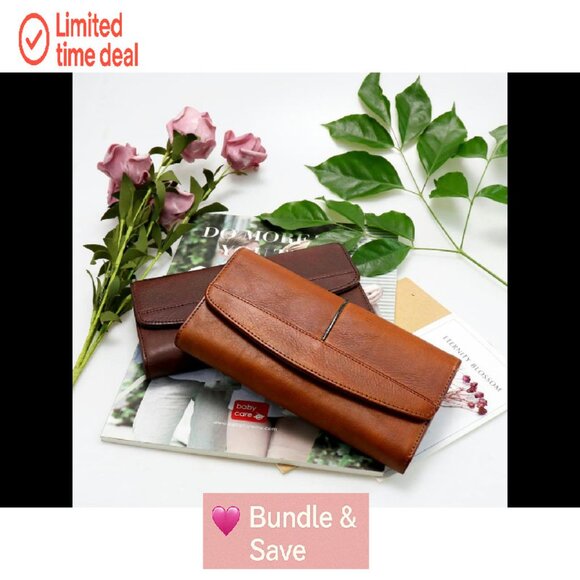 Large Capacity Leather Wallet Clutch Organizer with 18 Card Slots - Picture 8 of 8